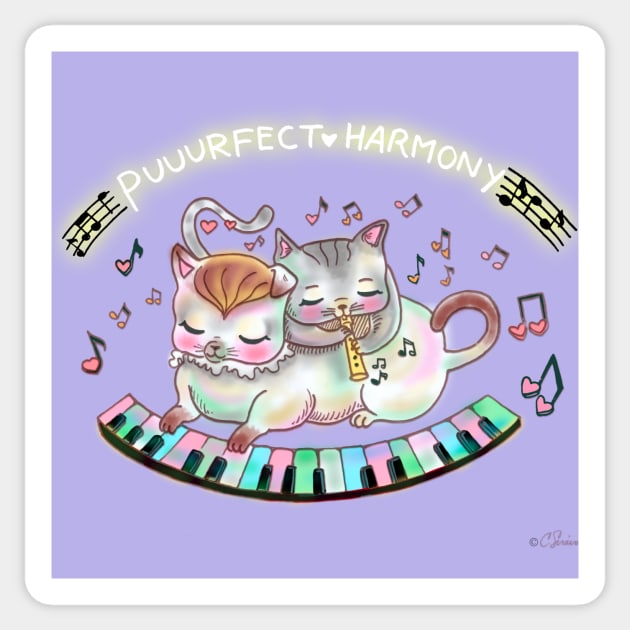 Puurfect Harmony! Cute Musical Cats 80's Sticker by Magenta Arts